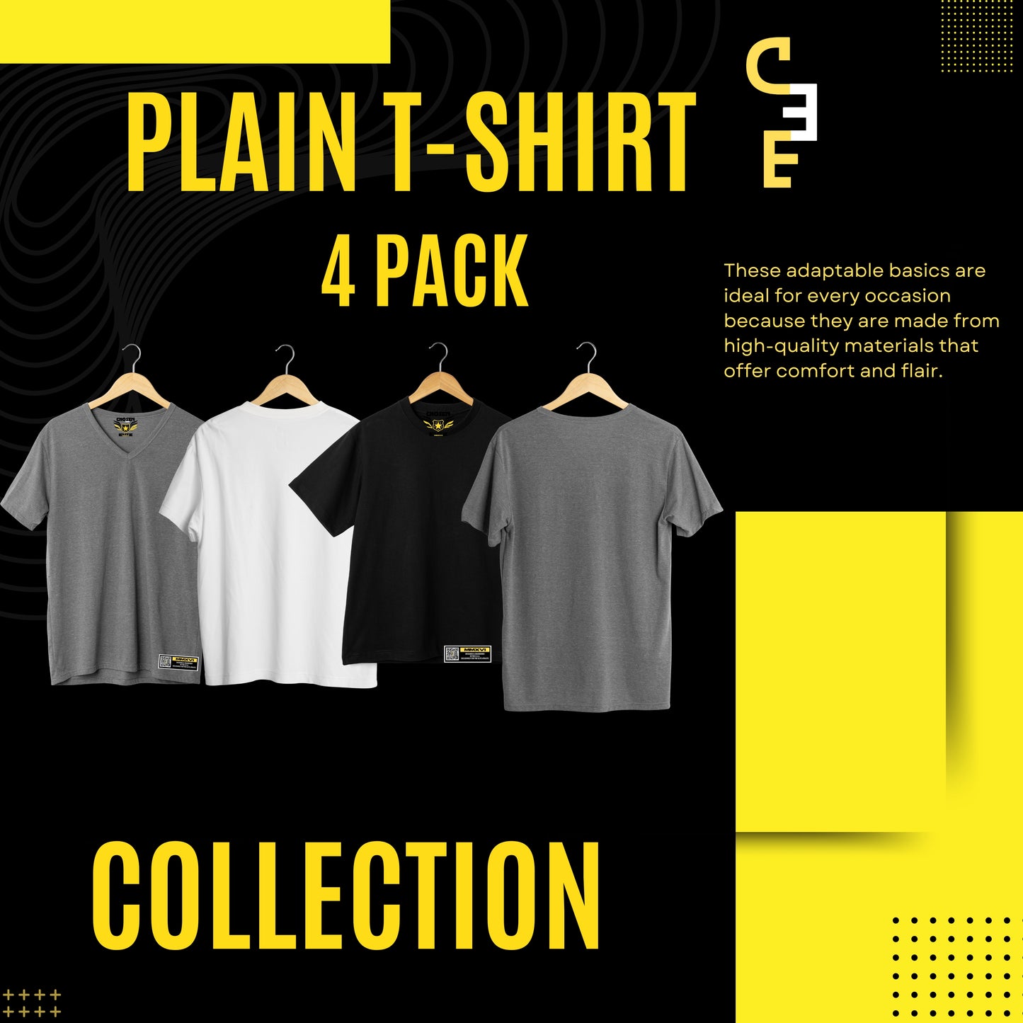 PLAIN T-SHIRTS 4PACK